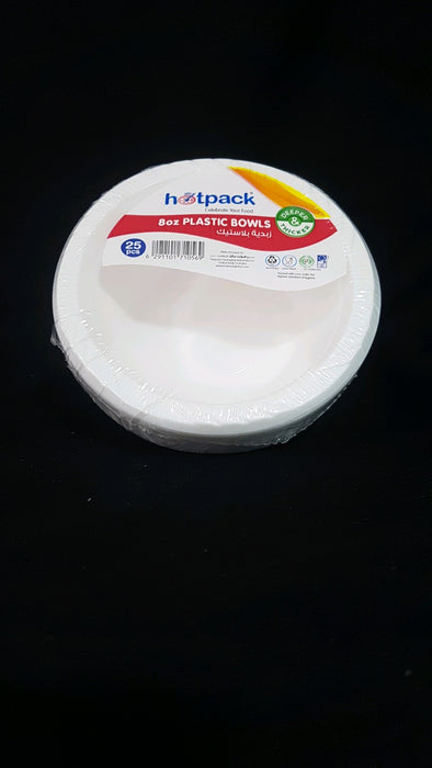 Hotpack plastic bowl 8oz (25 pieces per packet)