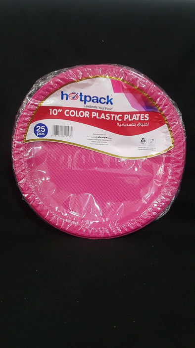 Color round plastic plate  10" (25 pieces in a packet)