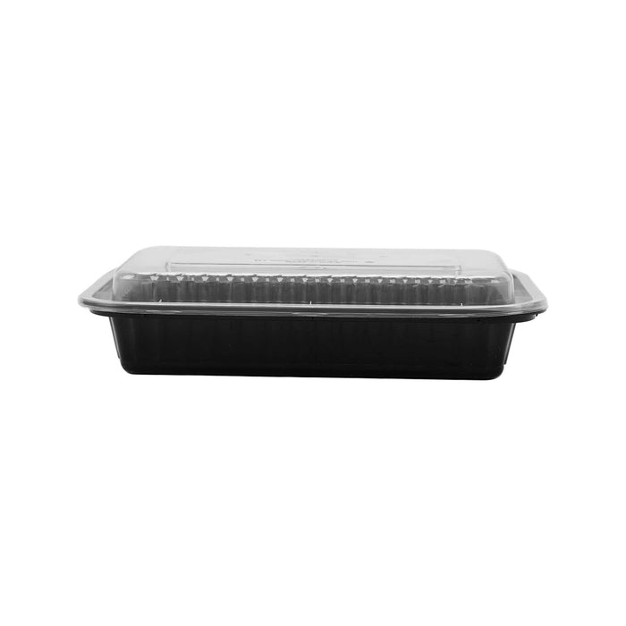 Black Base Rectangular Container 28 oz with Lids