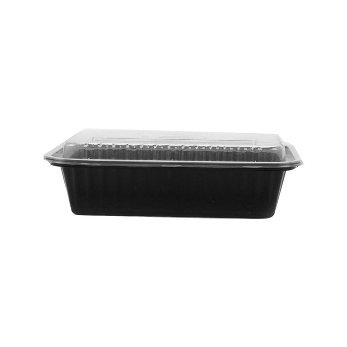 Black Base Rectangular Container 38 oz with Lids
