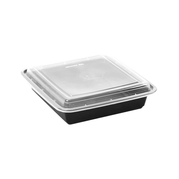 Black Base Rectangular Container 48 oz with Lid
