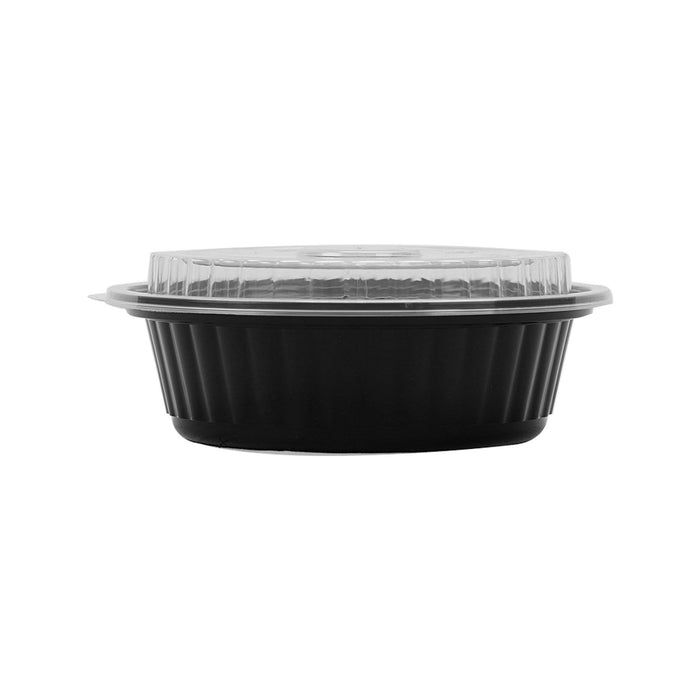 Black Base Round Container 16 oz with Lids