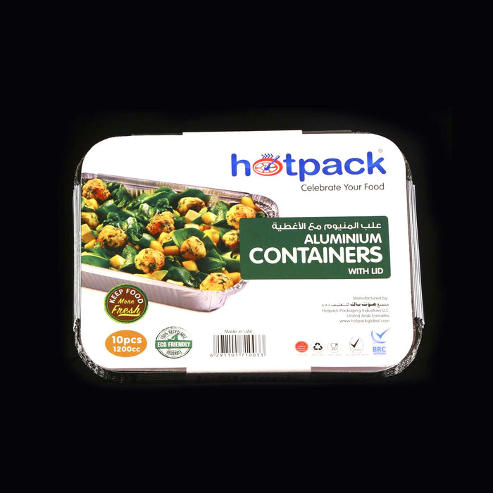 Aluminum Containers with Lid 83120 ( 1200 CC ) 235 Mm Length x 190 Mm Width x 35 Mm Height (10 Pieces)