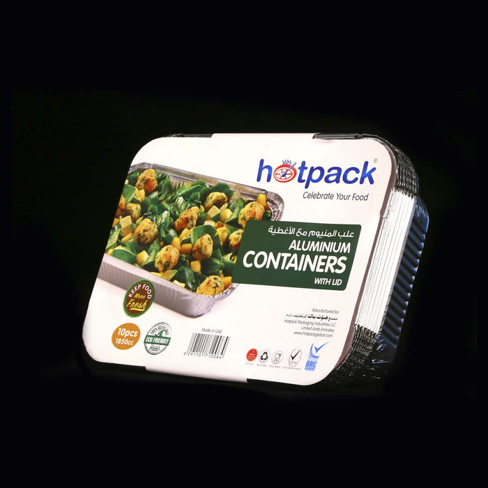 Aluminum Containers with Lid 83185 260 Mm Length x 192 Mm Width x 50 Mm Height (10 Pieces)