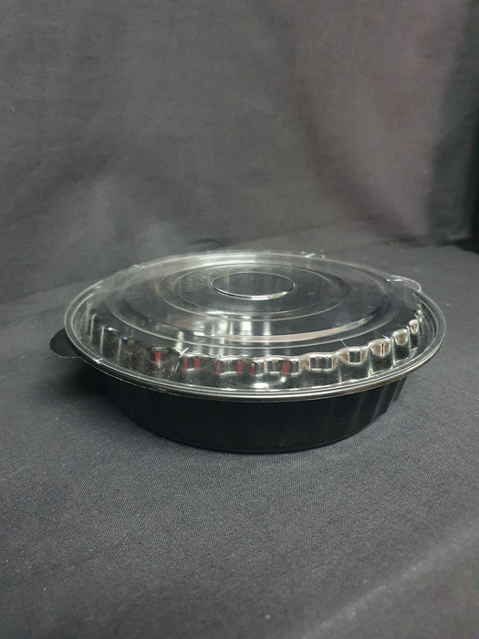 Black Base Round Container with Clear Lid 48oz