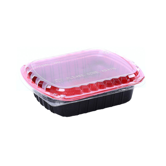 Red & Black Base Container 800 ML with Lids. Microwavable