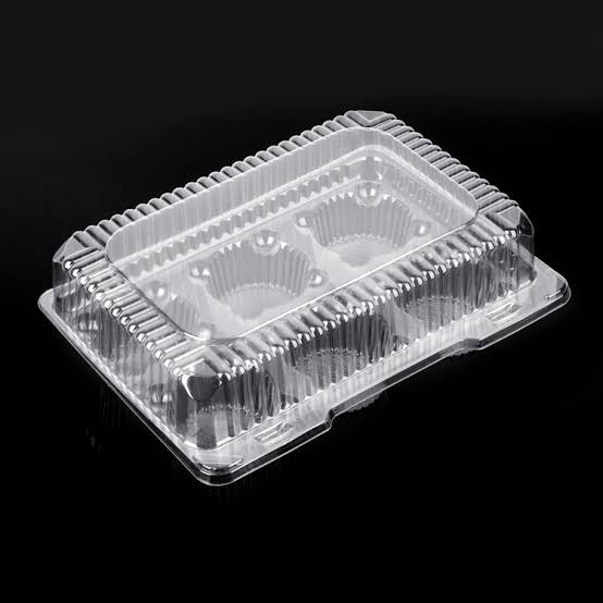 Clear Plastic Cup Cake Container. 6 - Compartment
